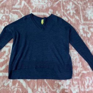 V-Neck, Blue Over-sized Sweater